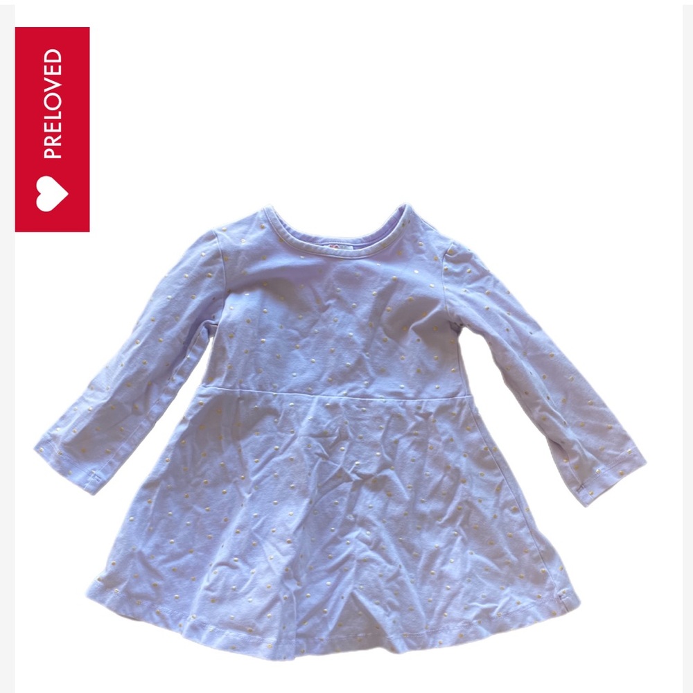 Hanna Anderson Glimmer Gold Dot Dress in Soft Lavender - Size 2T - Picture 2 of 3